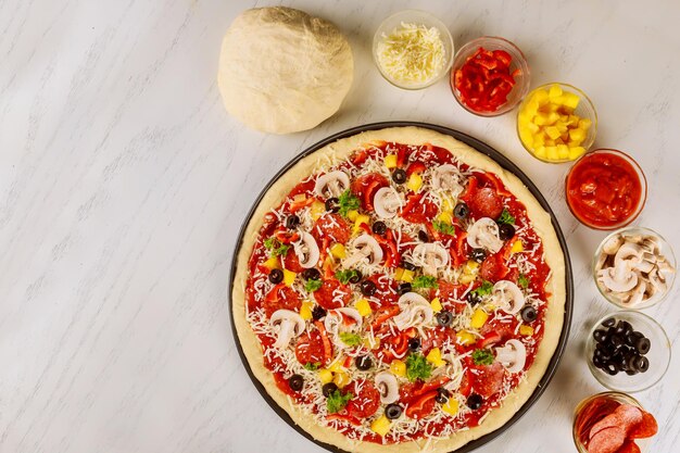 high angle view of pizza on table