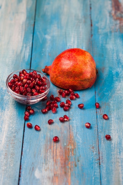 High angle view of pomegranate seeds