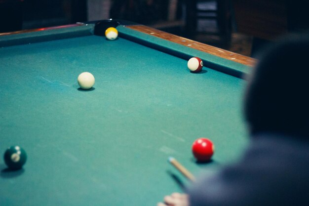 High angle view of pool table