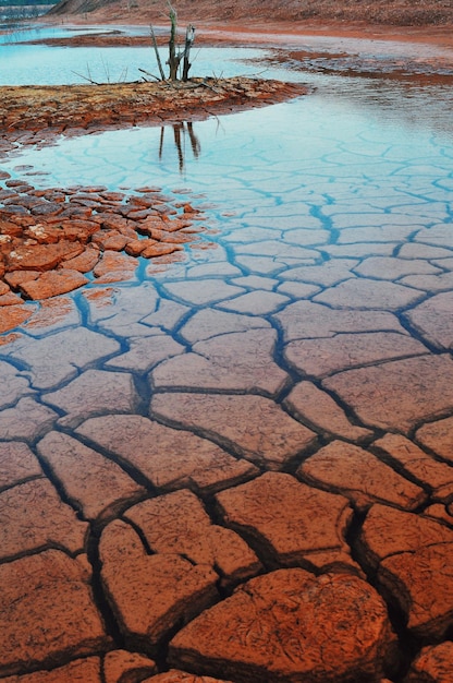 Photo high angle view of puddle on field