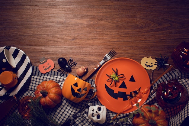 Photo high angle view of pumpkin on table