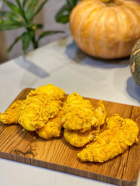 High angle view of pumpkins in plate on table