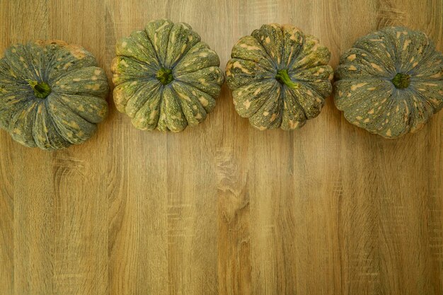 High angle view of pumpkins on table