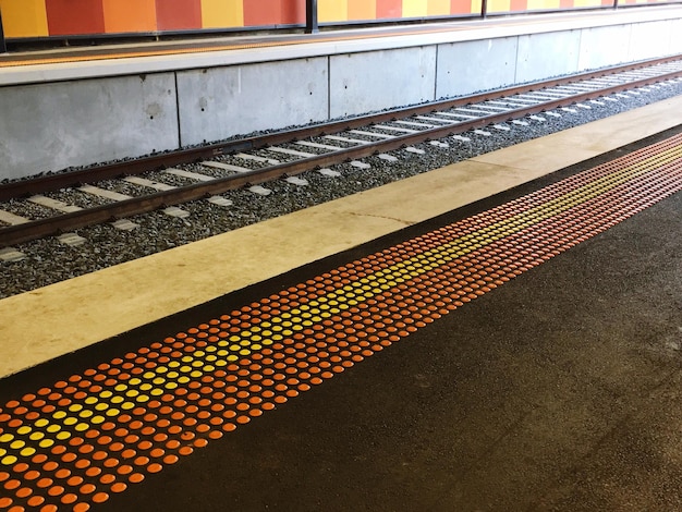 High angle view of railroad station platform