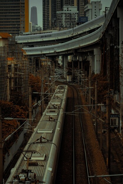 Photo high angle view of railroad station