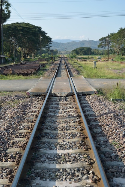 鉄道線路の高角度の眺め