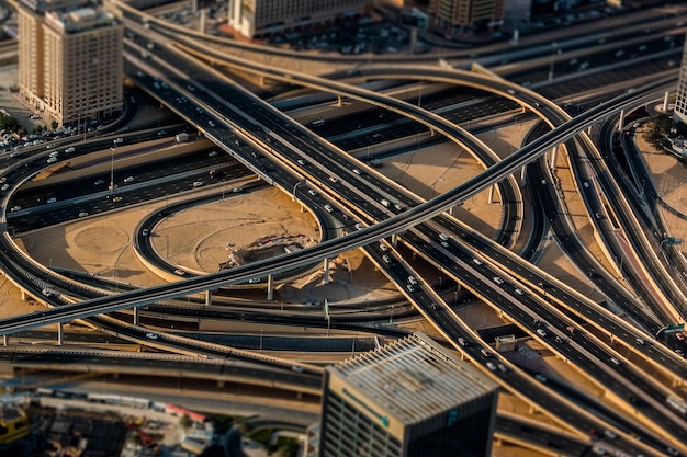 High angle view of railroad tracks in city