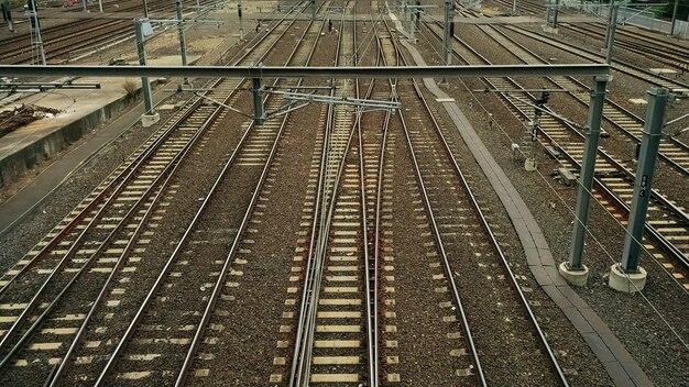 鉄道線路の高角度の眺め