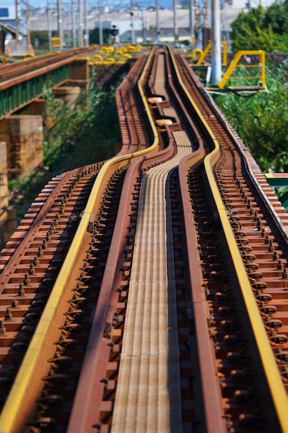 High angle view of railway tracks