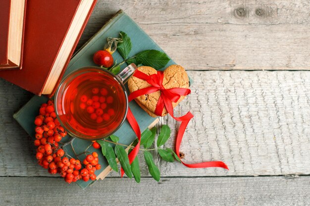 High angle view of red chili peppers on table