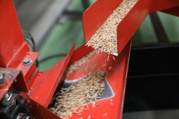 High angle view of red container in car