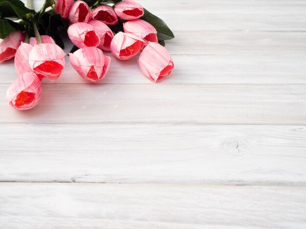 High angle view of red rose on table