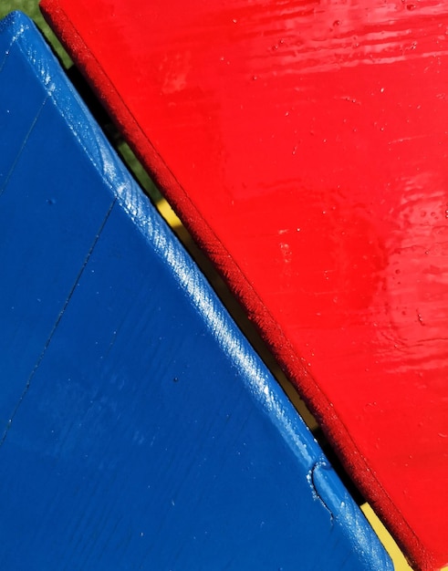 high angle view of red water on metal wall
