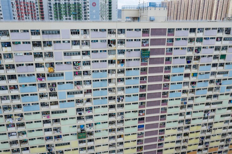 Photo high angle view of residential building