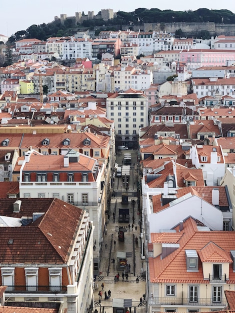 Foto vista ad alto angolo degli edifici residenziali in città