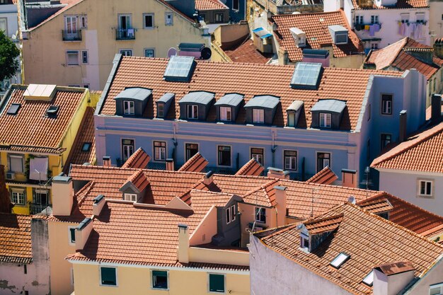 Photo high angle view of residential buildings in city