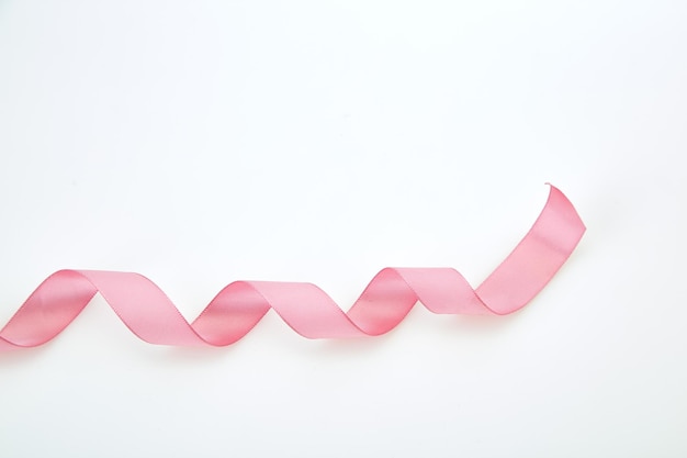 High angle view of ribbon on white background