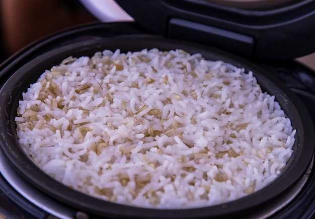 High angle view of rice in bowl