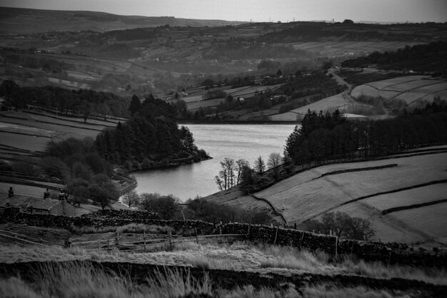 Photo high angle view of river along landscape