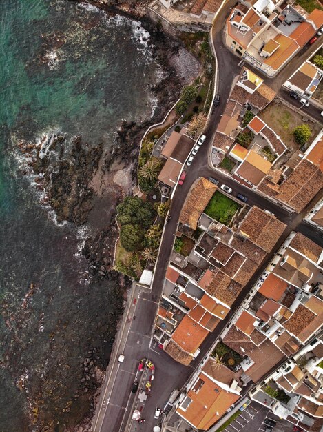 Photo high angle view of road amidst buildings in city