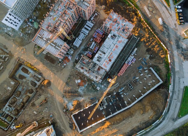 Photo high angle view of road by buildings in city