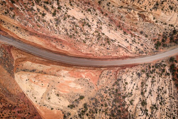 Photo high angle view of road in desert