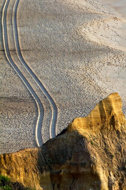 High angle view of road passing through land