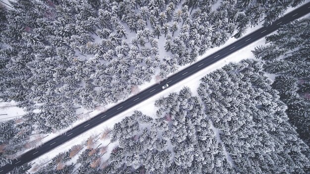 Photo high angle view of road in winter