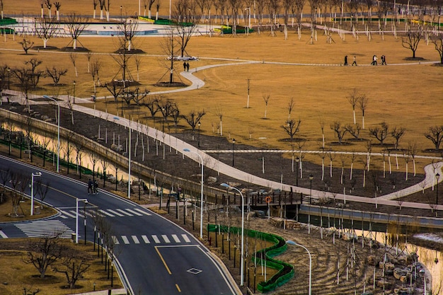 High angle view of road