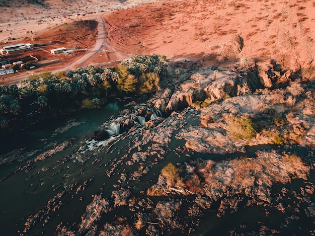 Photo high angle view of rock formations