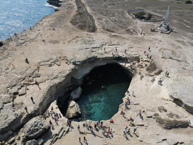 High angle view of rock formations