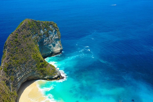 High angle view of rock in sea