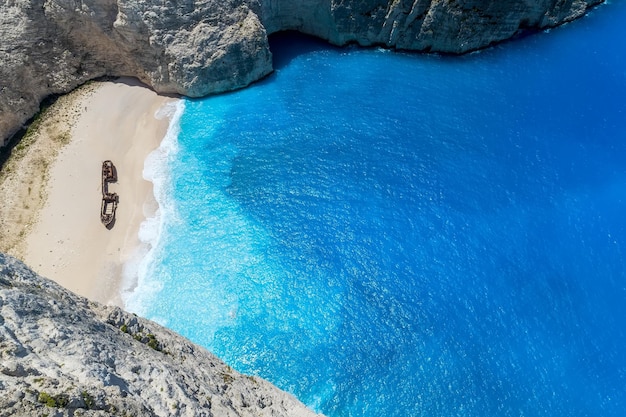 High angle view of rocks on beach