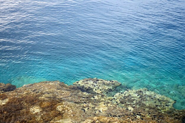 High angle view of rocks on beach