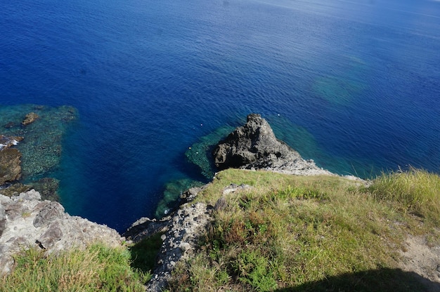 High angle view of rocks on beach