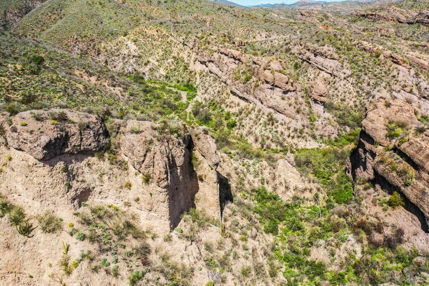 high angle view of rocks on land