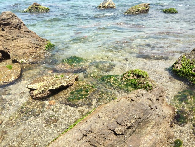 Foto vista ad alto angolo delle rocce in mare