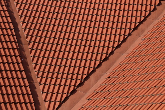 high angle view of roof tiles on sunny day