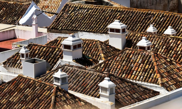 high angle view of rooftop houses