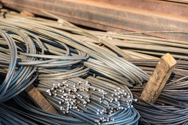 High angle view of ropes tied on wood