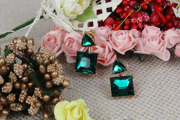 High angle view of rose bouquet on table
