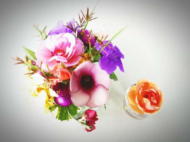 High angle view of rose bouquet