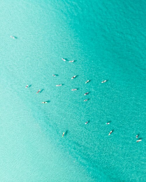 High angle view of sailboat in sea