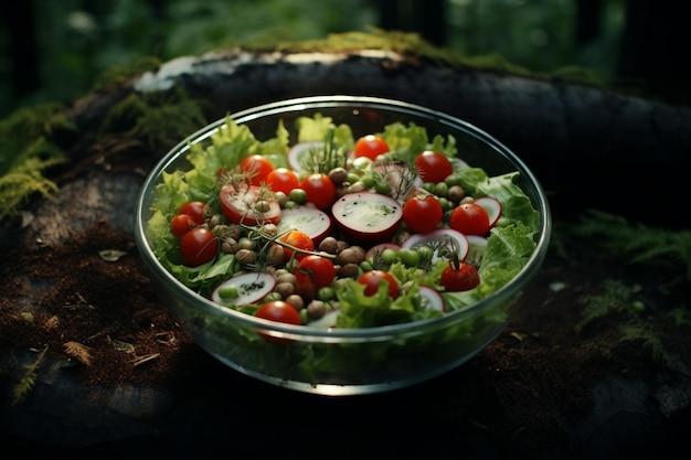 High angle view of salad in bowl