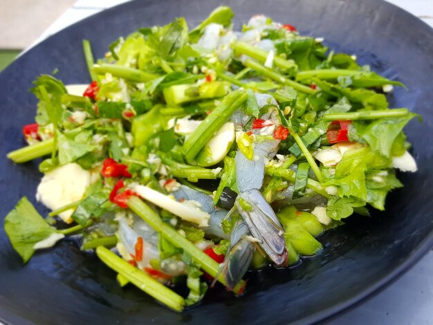 Photo high angle view of salad served in plate