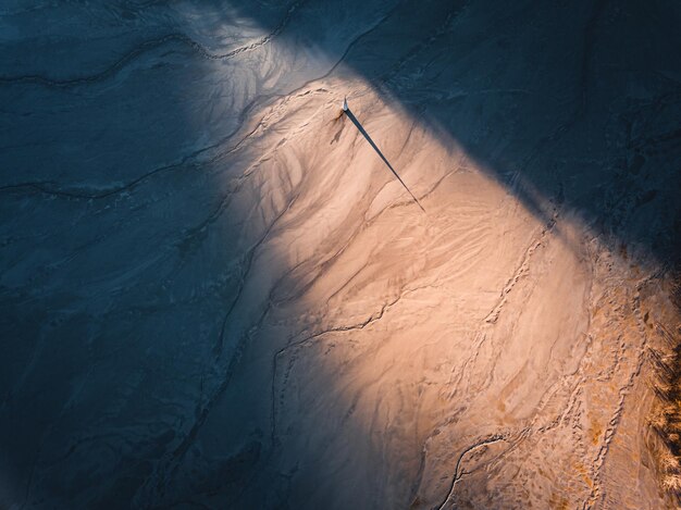 High angle view of sand at beach