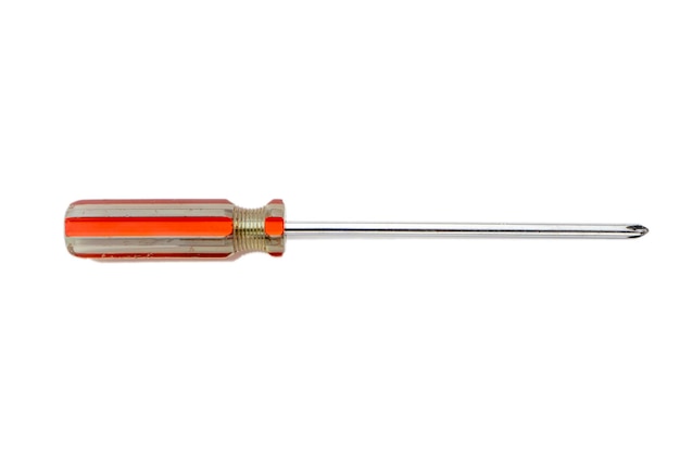 Photo high angle view of screwdriver on table against white background