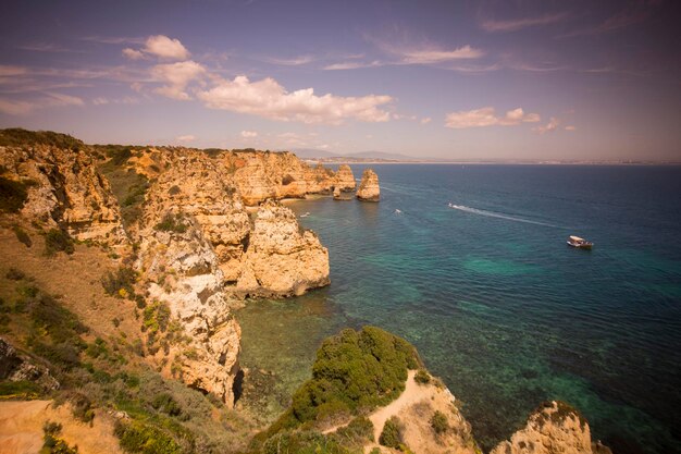 High angle view of sea against sky