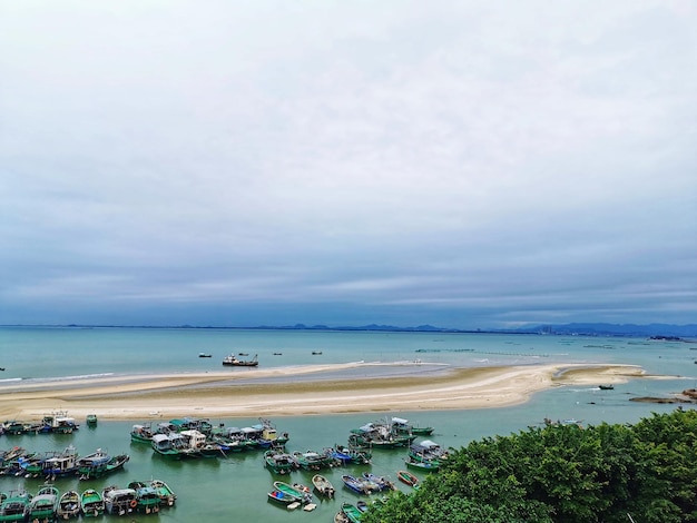 High angle view of sea against sky