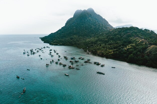 High angle view of sea against sky